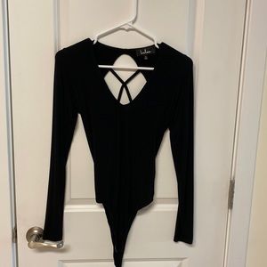 Black Bodysuit- open back, Size S